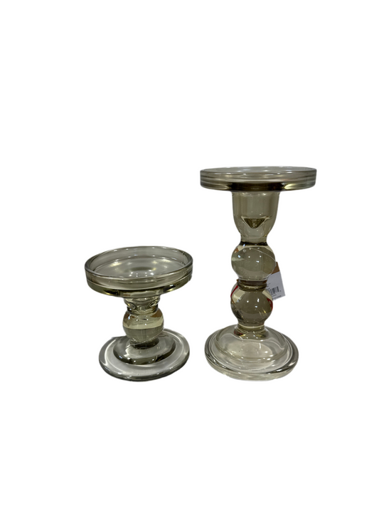 Candle Holder/ Hunter Green Glass