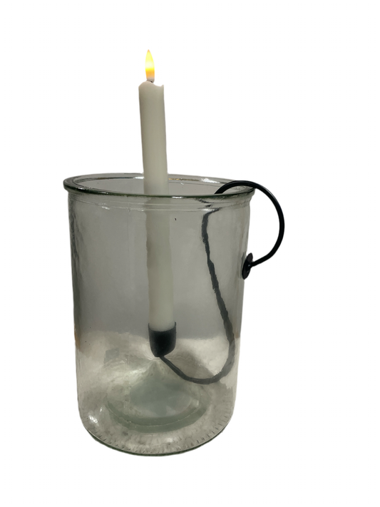 P1033 - Candle Holder Glass/Metal