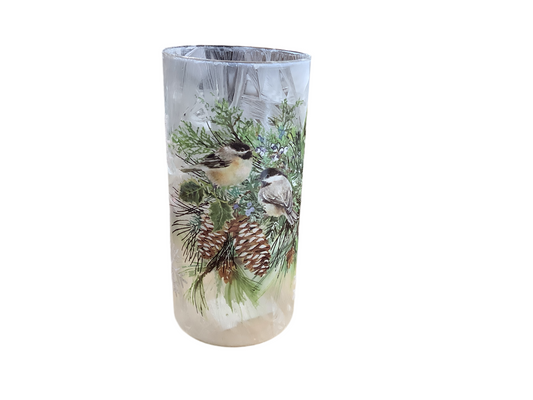 RZ4537 Candle Holder with Chickadees