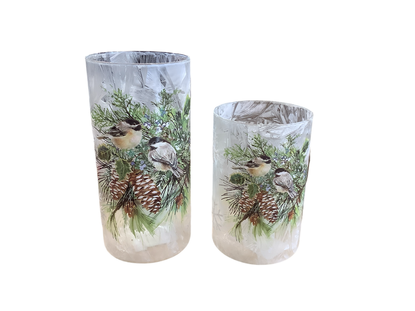 RZ4537 Candle Holder with Chickadees