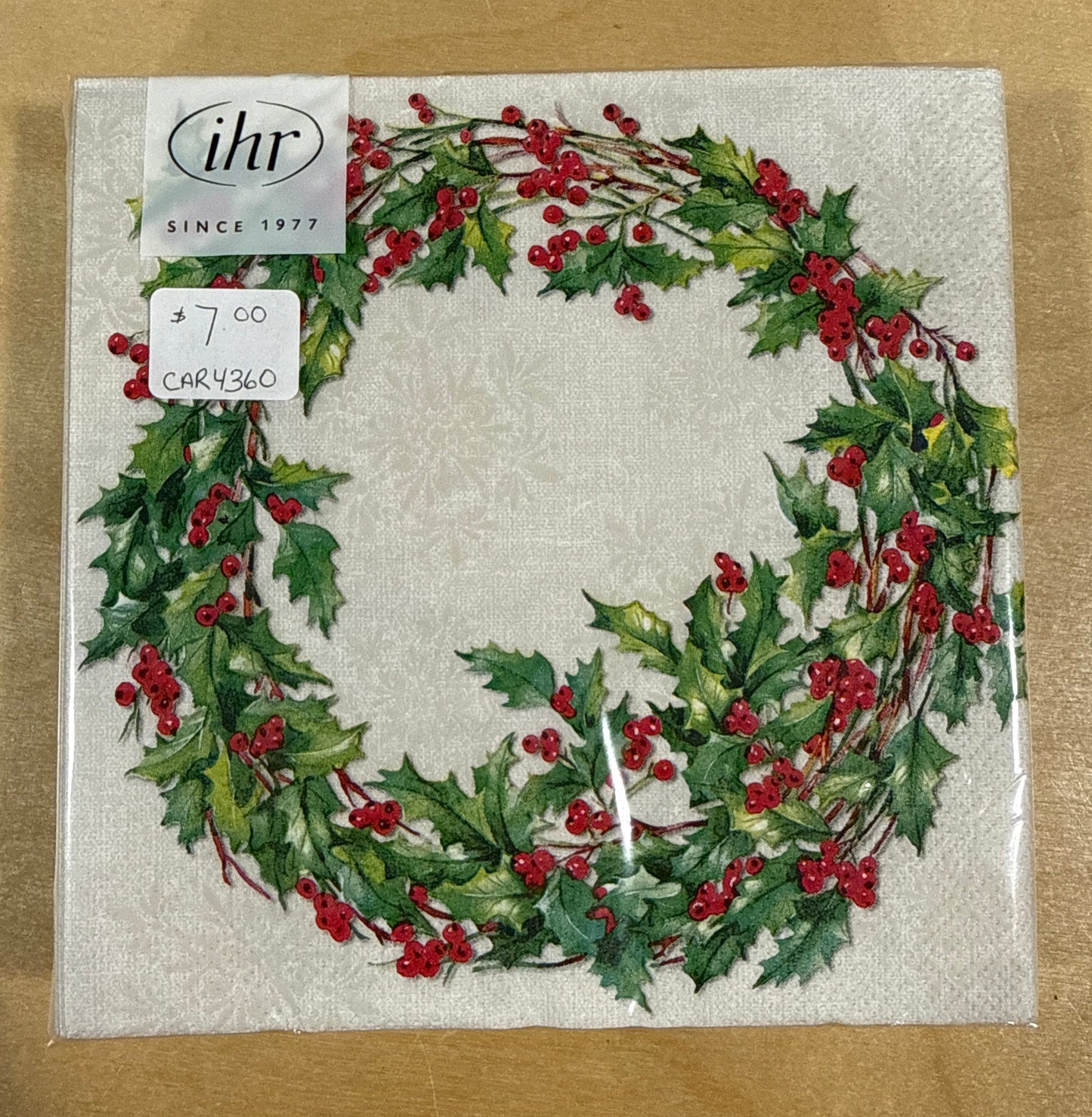 CAR4369 Lunch Napkin / Ilex Wreath