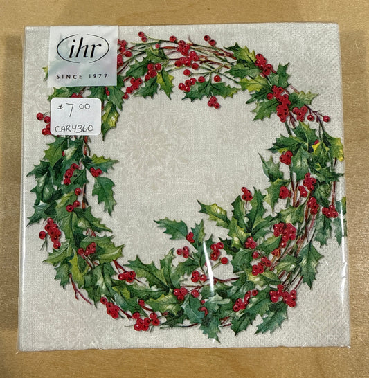 CAR4369 Lunch Napkin / Ilex Wreath