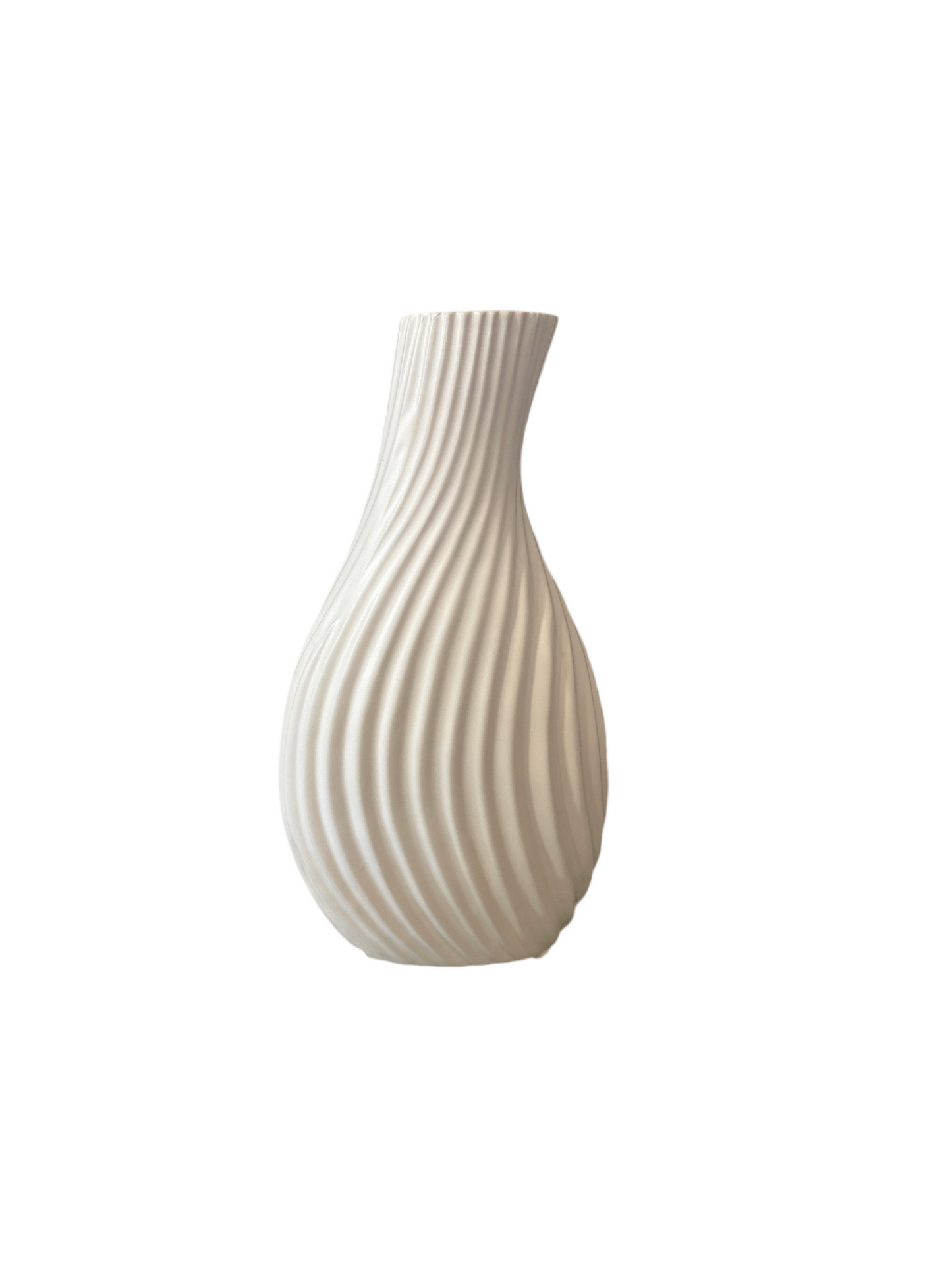 HS07- vase / white/swirl ribbed