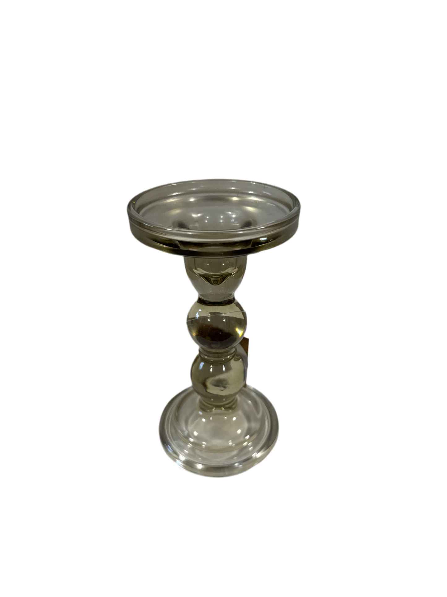 Candle Holder/ Hunter Green Glass