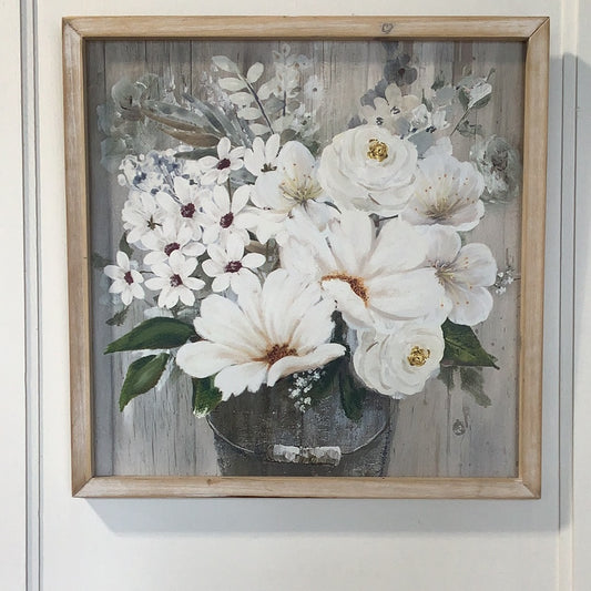 CMC900 Wall Hanging - Floral/Wood Frame