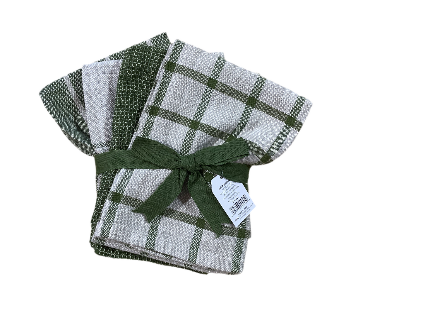 TAG1941 Dishtowels Plaids/Olive S/4