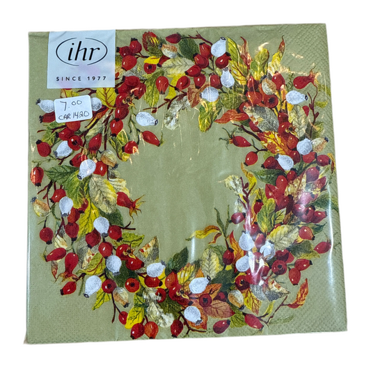 CAR1420 Lunch Napkin /Rosehip Wreath