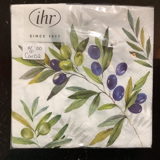 CAR4045 Lunch or Cocktail Napkins / Olive Branch
