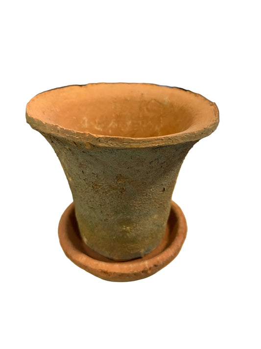 Fluted Terracotta Redstone Pot w/Saucer