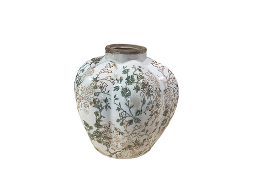 RAZ8518 Vase Taupe/Green Floral