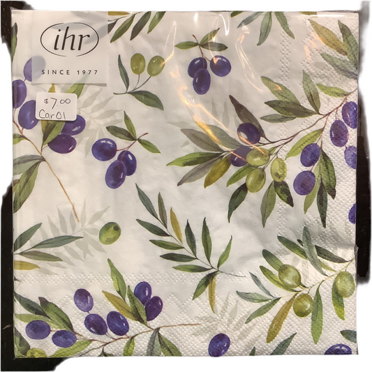 CAR4045 Lunch or Cocktail Napkins / Olive Branch