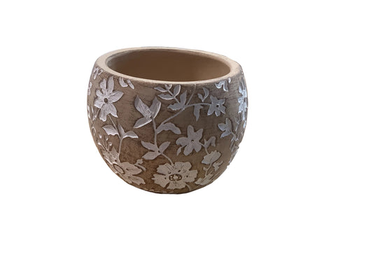 P4113 Planter Engraved Flowers
