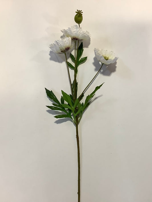 CMC886  Poppy Spray - White / Burgundy