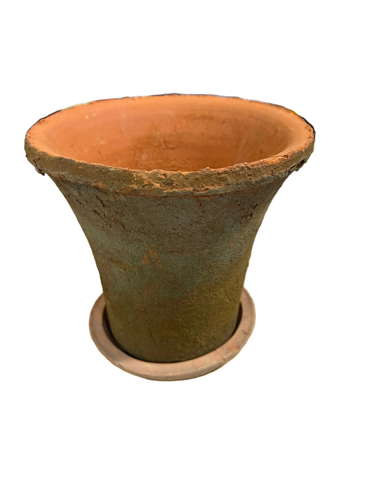 Fluted Terracotta Redstone Pot w/Saucer