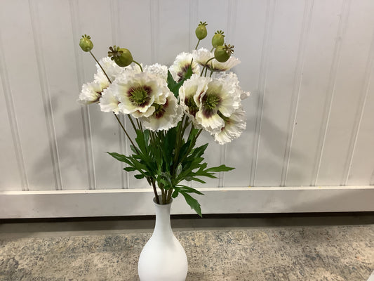 CMC886  Poppy Spray - White / Burgundy