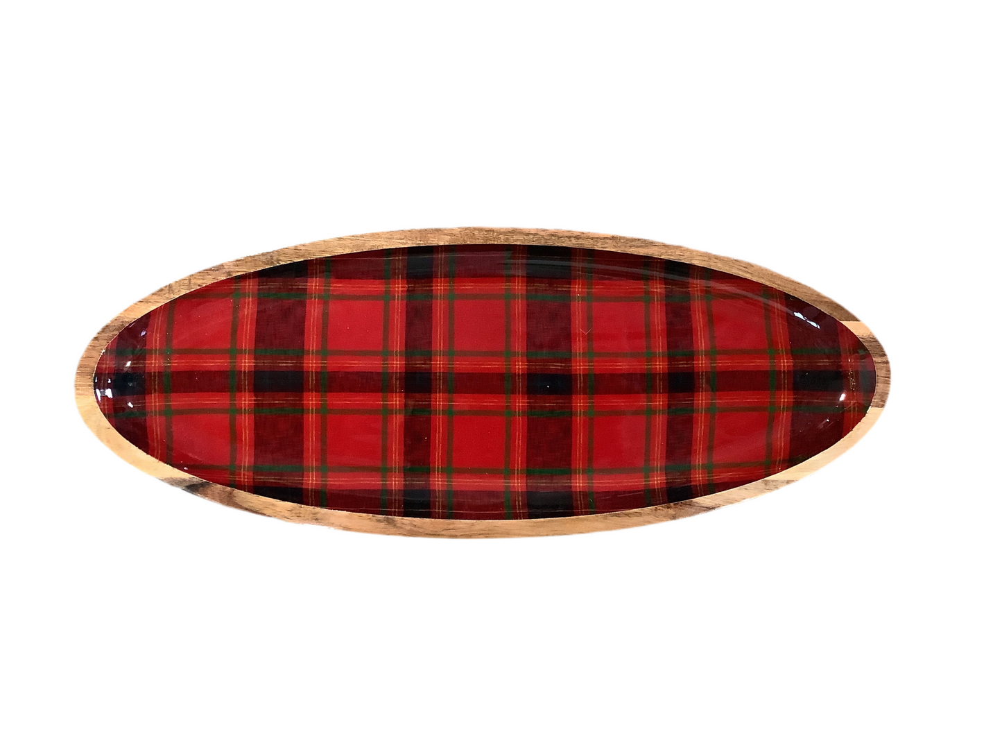 TAG0652 Tray Wood/Enamel Plaid