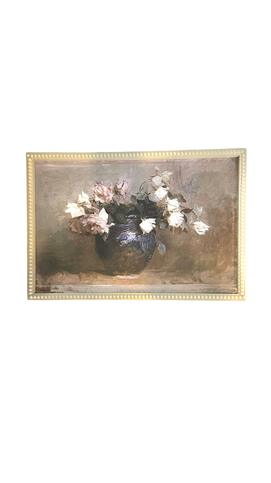 P0169- wall art/ vase w roses