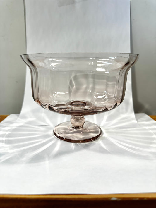 HOF722-compote bowl/ pink glass